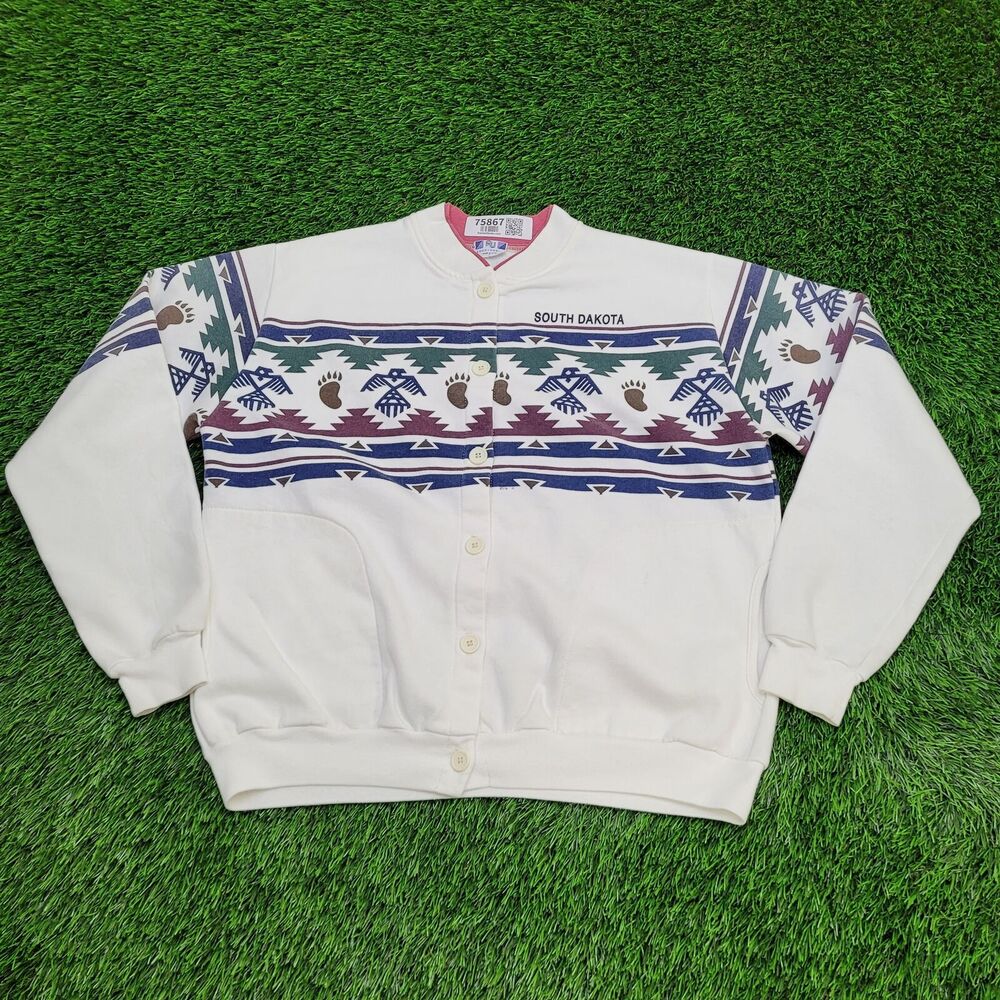 Vintage Native-American Sweatshirt Womens Large 22x23 Boxy